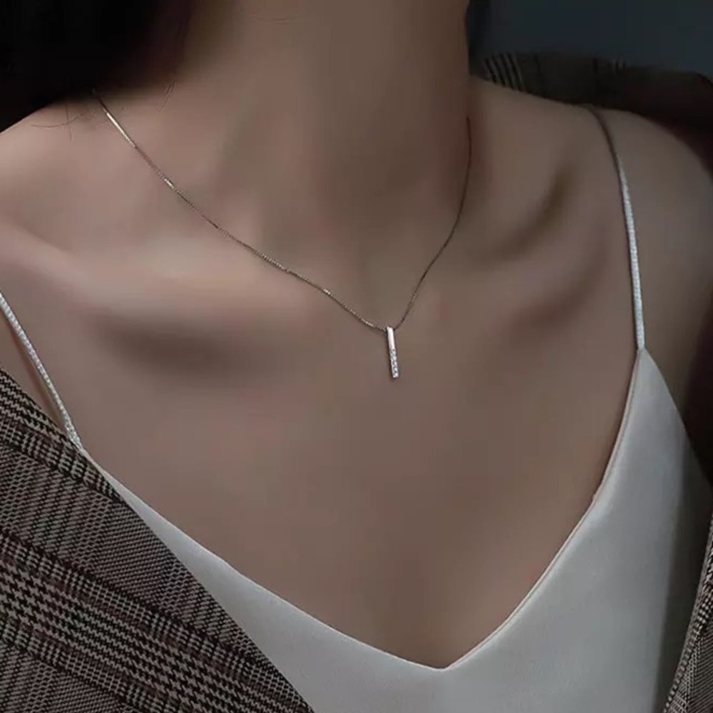 Sterling Silver Simulated Diamond Drop Necklace
